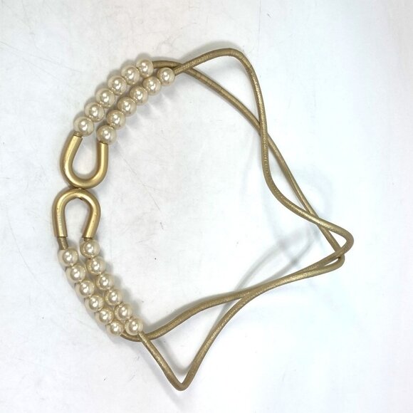 CHANEL 01C Faux pearl belt Leather Gold main image 12